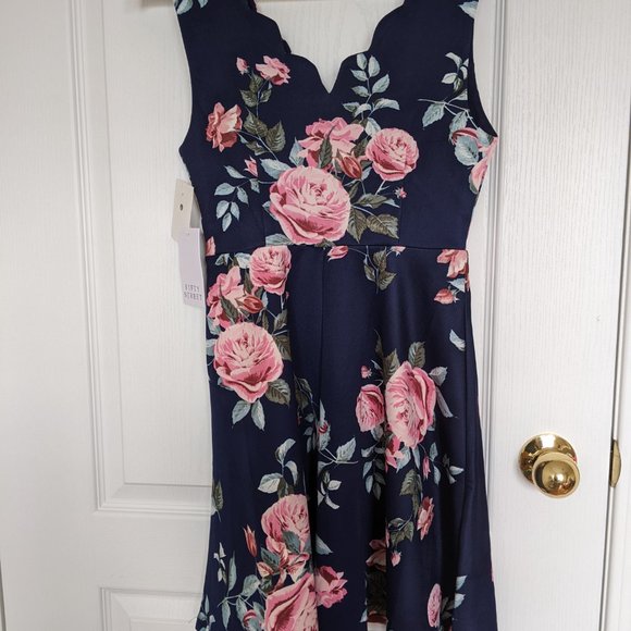 2/$45 Fifty Street Navy Floral A-Line Dress - Picture 4 of 5